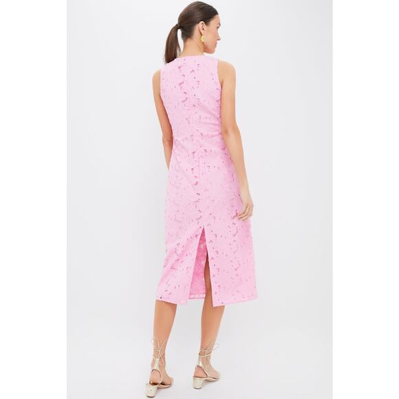 HYACINTH HOUSE Carnation Pink Eyelet Evelyn Midi Dress Size XS NWT - Picture 2 of 8